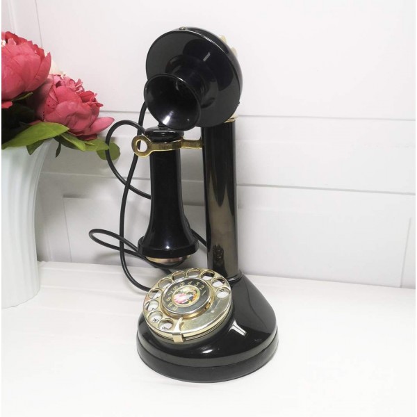 Téléphone chandelle noir vintage